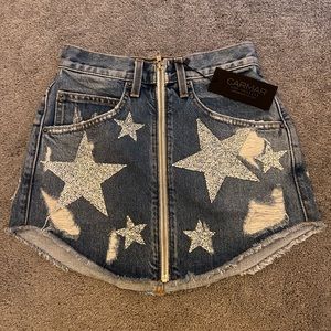 Carmar Silver Star Studded Jean Skirt
